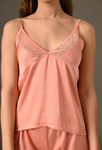 Bliss Soft Satin Luxe Shortie Set with Lace Cami