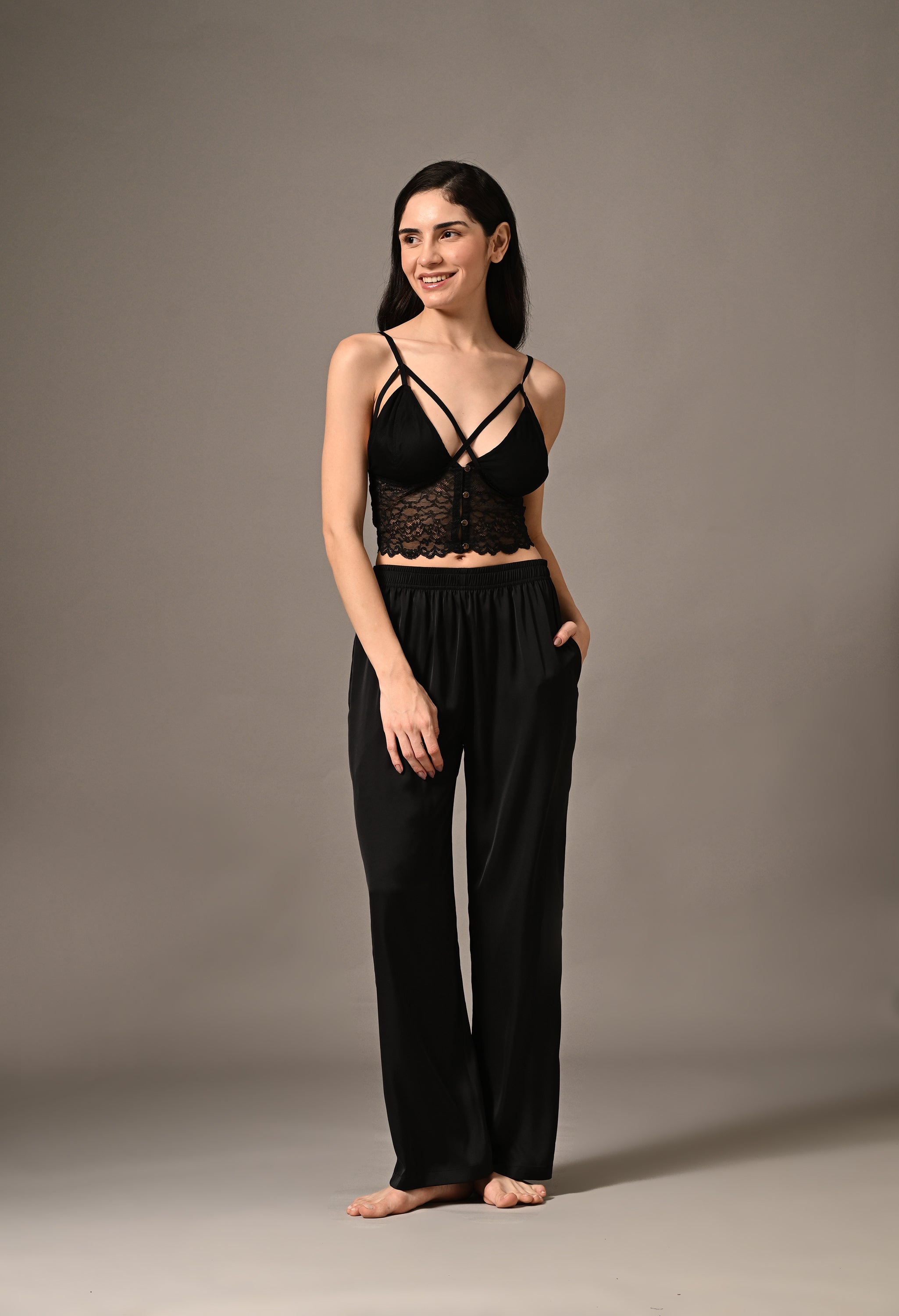 Symphony Pyjama Set with Lace Bralette Combo