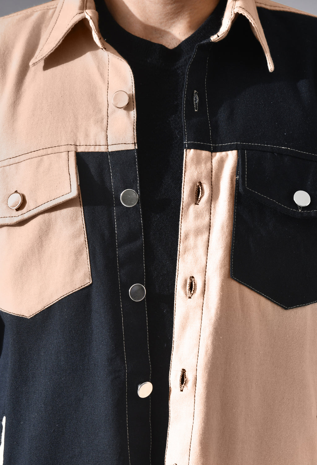 Unisex Colour-Blocked Shacket | Modern Streetwear Overshirt for All Genders