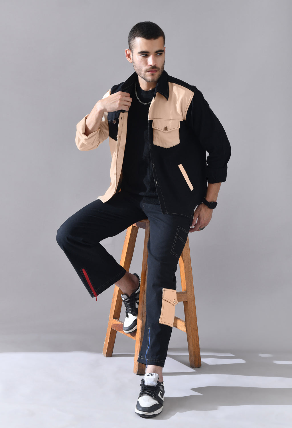 Unisex Colour-Blocked Shacket | Modern Streetwear Overshirt for All Genders