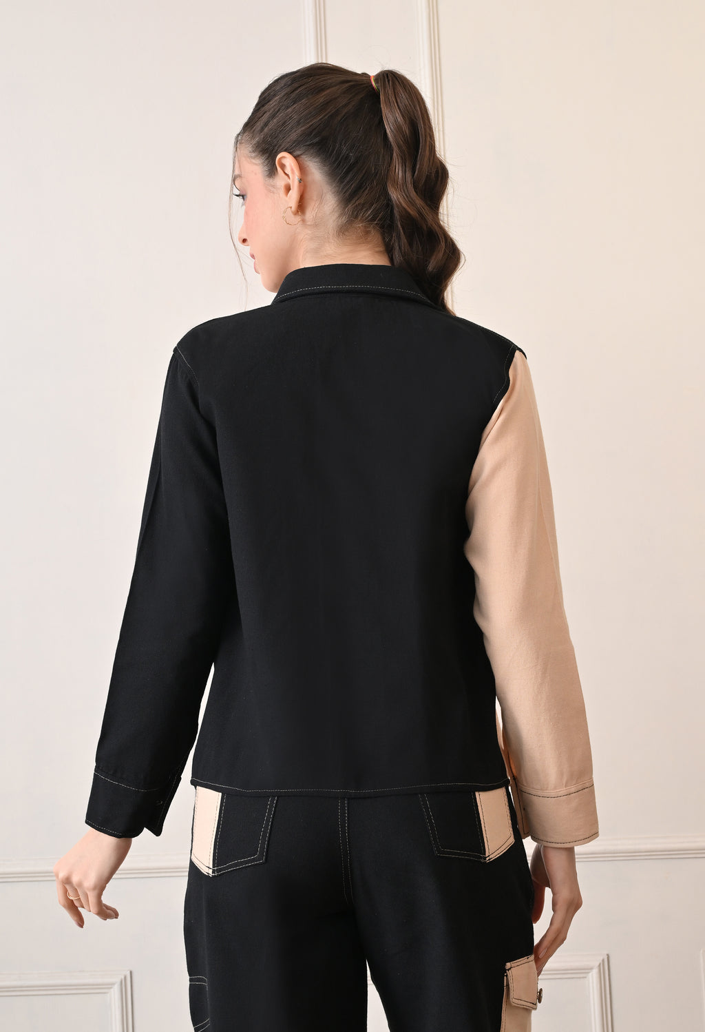 Unisex Colour-Blocked Shacket | Modern Streetwear Overshirt for All Genders