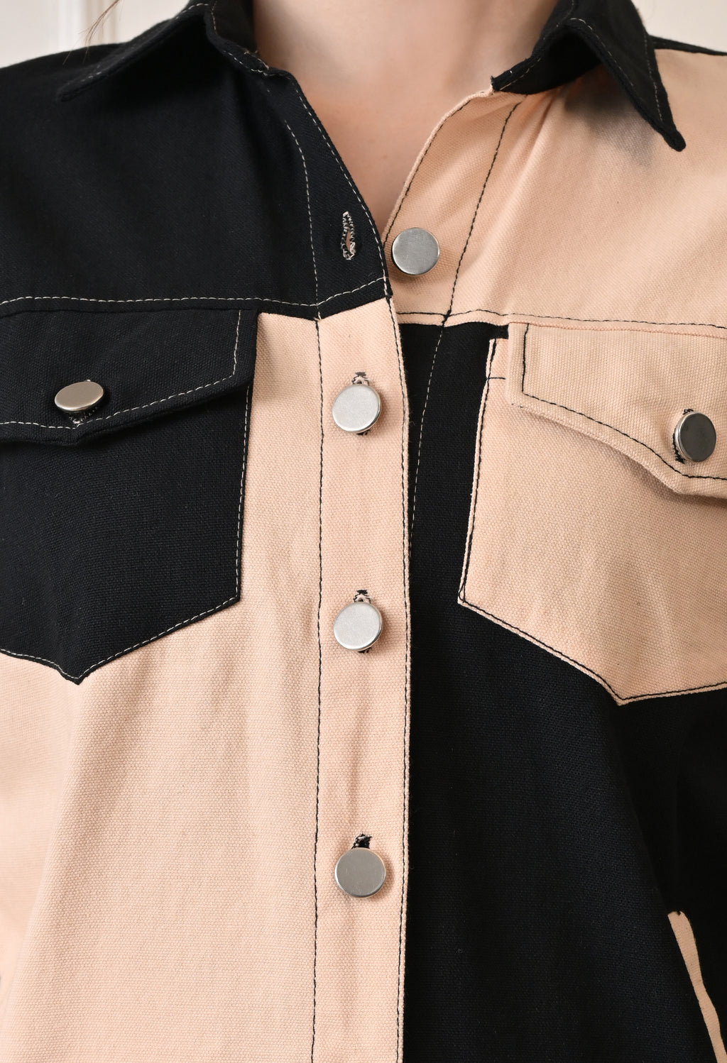 Unisex Colour-Blocked Shacket | Modern Streetwear Overshirt for All Genders