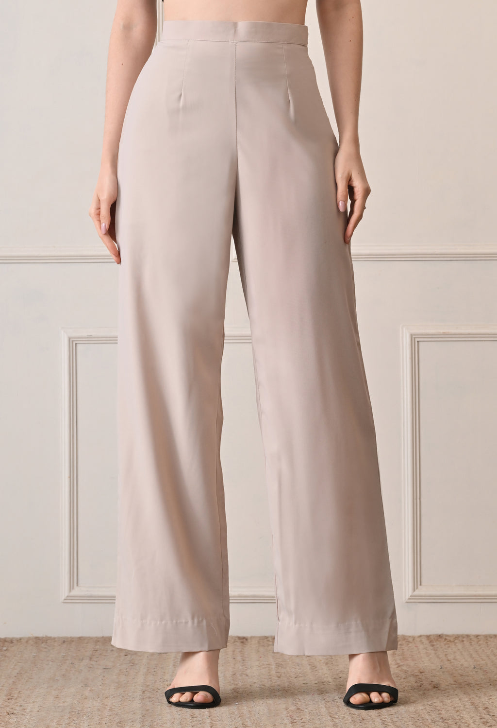 Elan Lumiere Elegant High-Waist Pants With Detachable Wrap Around | Women’s Trousers with Draped Pleated Wrap Around