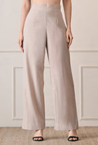 Elan Lumiere Elegant High-Waist Pants With Detachable Wrap Around | Women’s Trousers with Draped Pleated Wrap Around