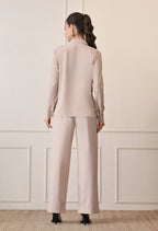 Elan Lumiere Elegant High-Waist Pants With Detachable Wrap Around | Women’s Trousers with Draped Pleated Wrap Around