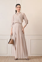 Elan Lumiere Elegant High-Waist Pants With Detachable Wrap Around | Women’s Trousers with Draped Pleated Wrap Around
