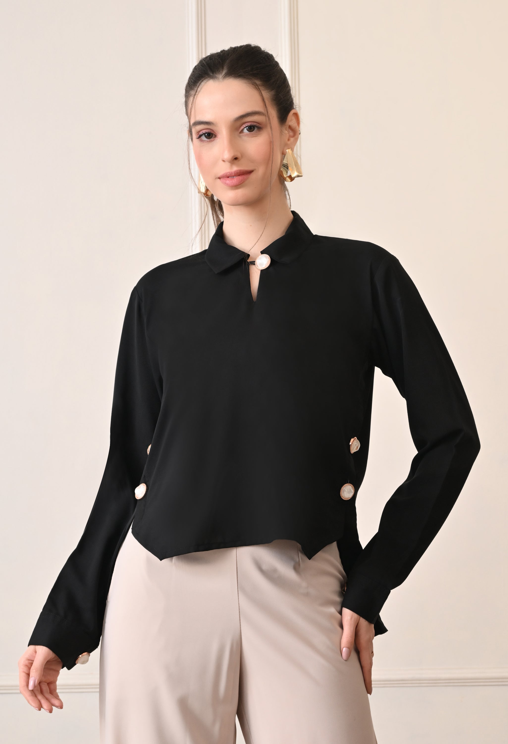Elan Lumiere Side-Panel Shirt | Stylish Tailored Shirt for Work or Casual Wear