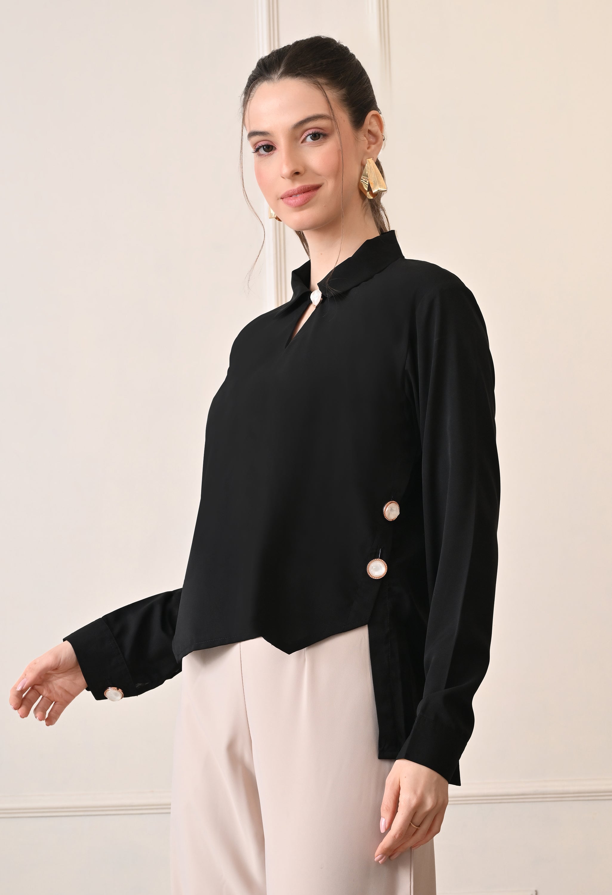 Elan Lumiere Side-Panel Shirt | Stylish Tailored Shirt for Work or Casual Wear