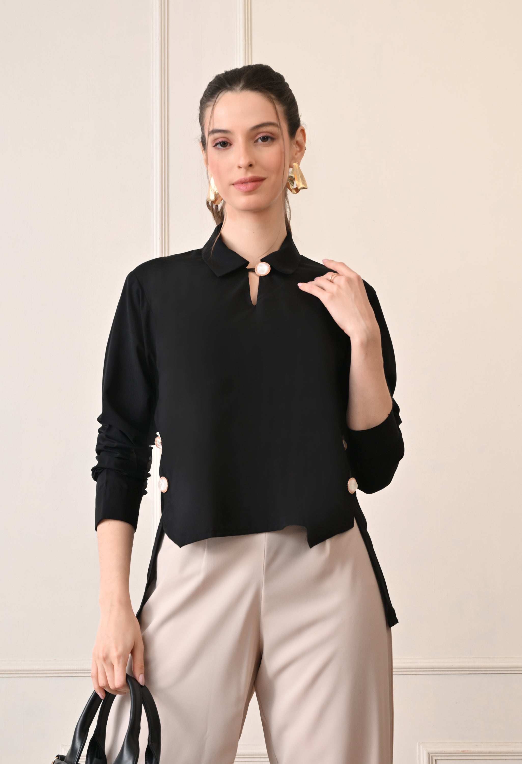 Elan Lumiere Side-Panel Shirt | Stylish Tailored Shirt for Work or Casual Wear