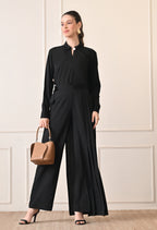 Elan Lumiere Elegant High-Waist Pants With Detachable Wrap Around | Women’s Trousers with Draped Pleated Wrap Around