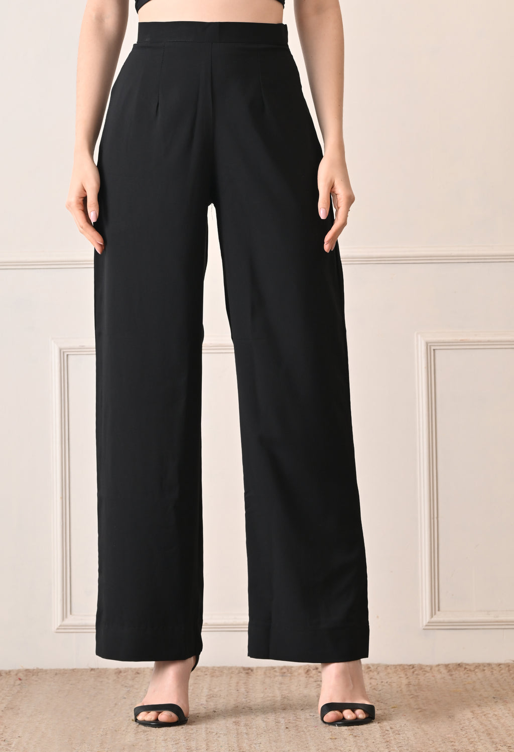Elan Lumiere Elegant High-Waist Pants With Detachable Wrap Around | Women’s Trousers with Draped Pleated Wrap Around