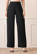 Elan Lumiere Elegant High-Waist Pants With Detachable Wrap Around | Women’s Trousers with Draped Pleated Wrap Around