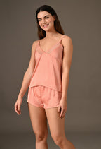 Bliss Soft Satin Luxe Shortie Set with Lace Cami