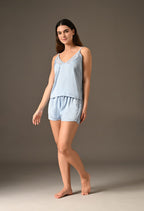 Bliss Soft Satin Luxe Shortie Set with Lace Cami