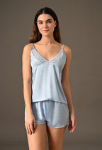 Bliss Soft Satin Luxe Shortie Set with Lace Cami